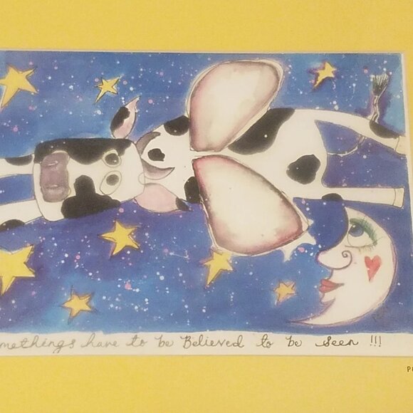 2 Peri "Cow jumped over the moon" & "Unicorn Magic" Color Print Signed & Framed - Picture 7 of 8
